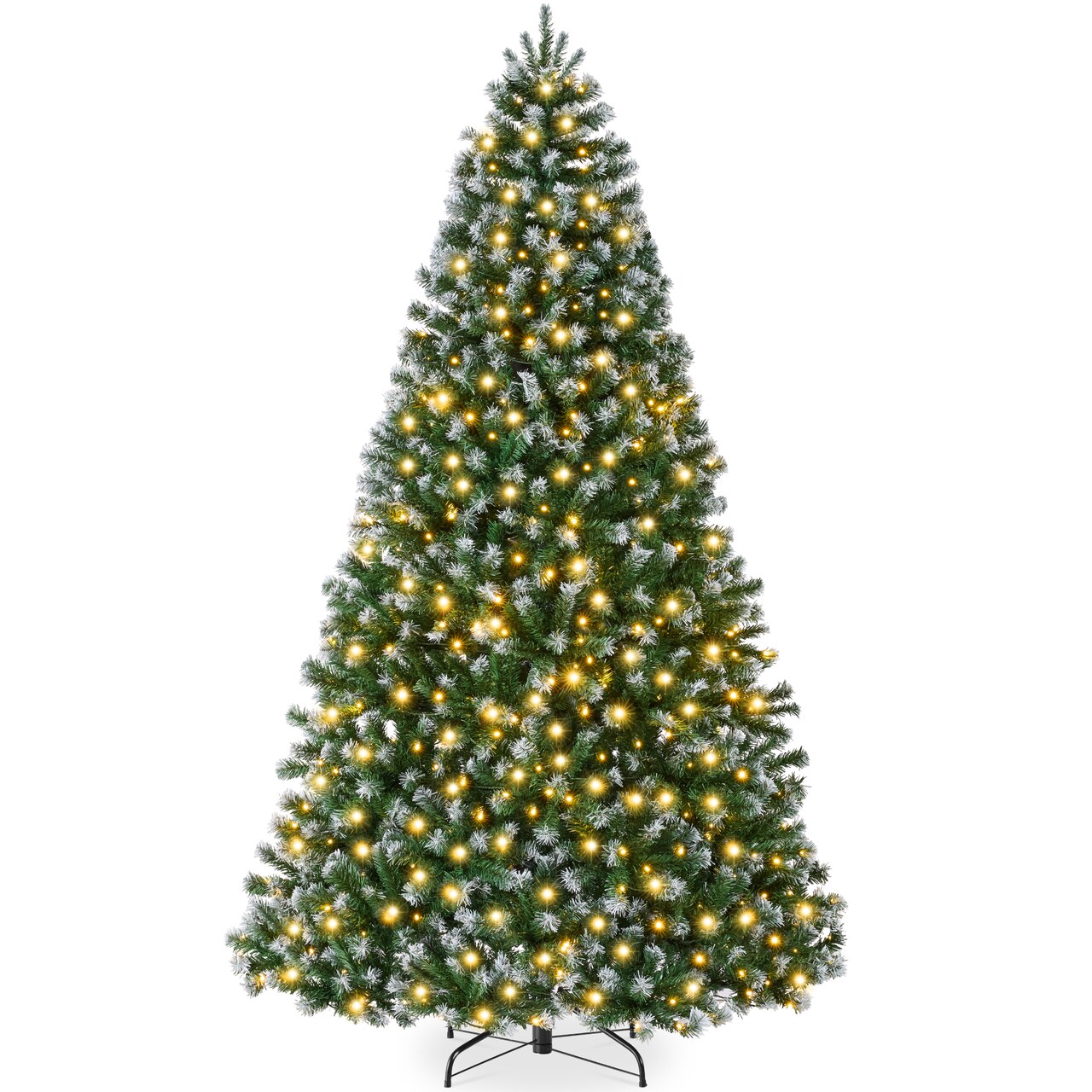 Best Choice Products Artificial Frosted Christmas Tree, Premium Pre-Lit Spruce Design, Dense Branches – Green Spruce